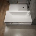 Aquila Bespoke Back-to-Wall Bath in Corian® with Built-in Shelving Top