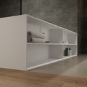 Aquila Bespoke Back-to-Wall Bath in Corian® with Built-in Shelving Detail