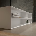 Aquila Bespoke Freestanding Bath in Corian® with Built-in Shelving Detail