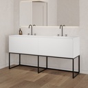 Gaia Classic Edge Freestanding Vanity Unit with Corian® Basin | 2 Aligned  Drawers White Std Drawer Side View