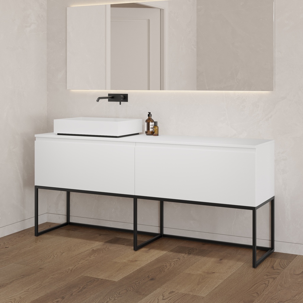 Gaia Classic Freestanding Vanity Cabinet | 2 Aligned Drawers White Std Drawer Side