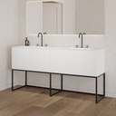 Gaia Classic Freestanding Vanity Unit with Corian® Basin | 2 Aligned  Drawers White Push Side View