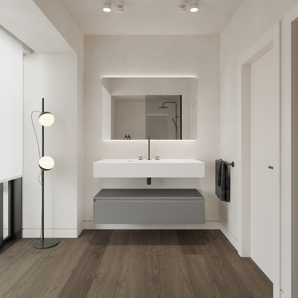 Armony Silestone Single Wall-Hung Washbasin  Blanco Zeus Overview