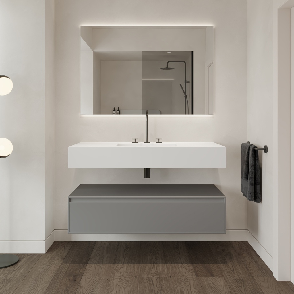 Armony Silestone Single Wall-Hung Washbasin Blanco Zeus Front View