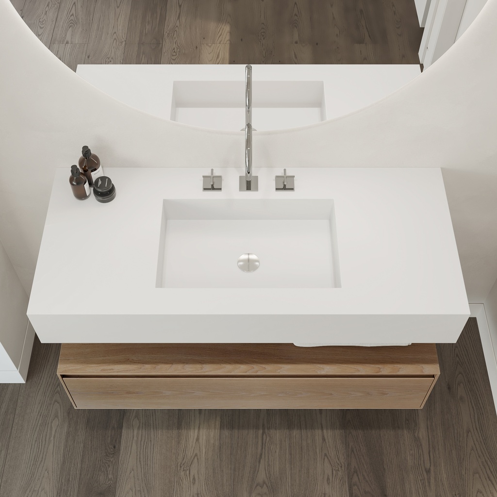 Elegance Silestone Single Wall-Hung Washbasin Blanco Zeus Top View