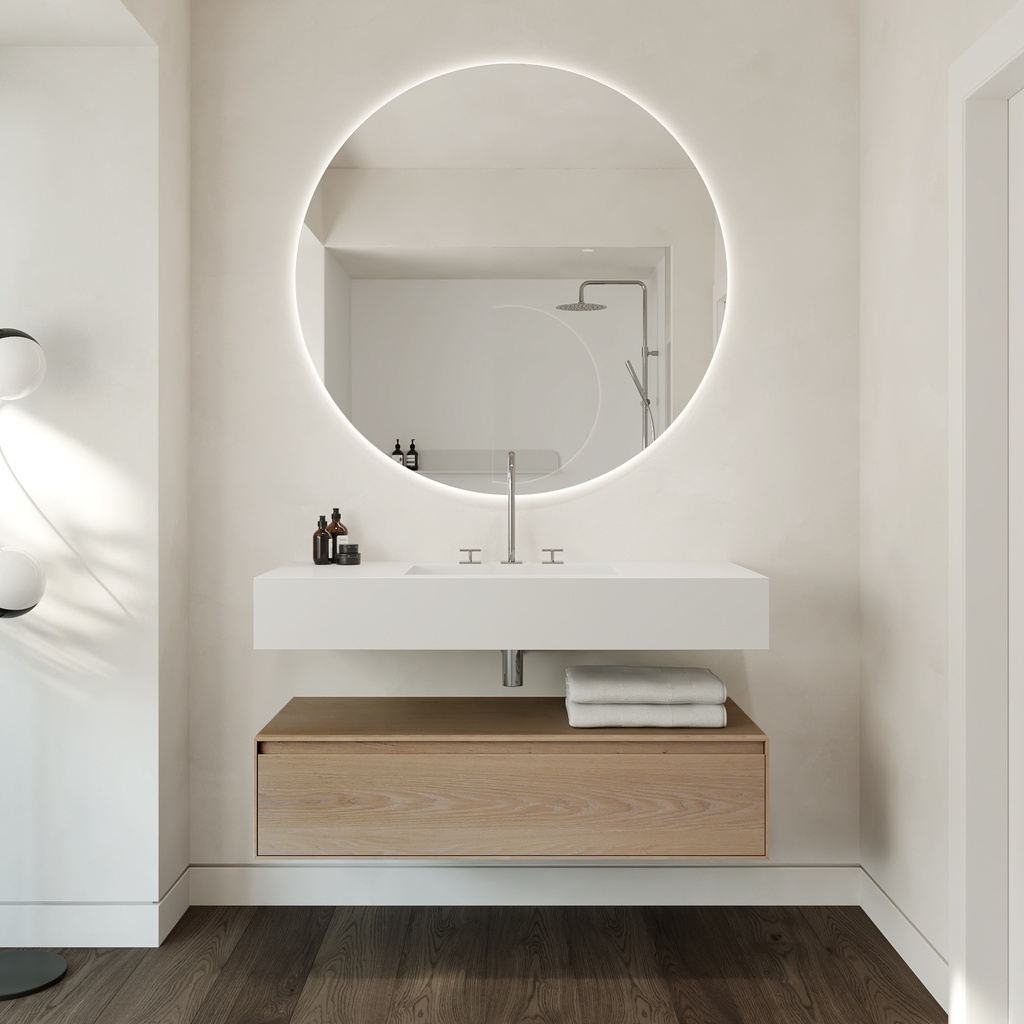 Elegance Silestone Single Wall-Hung Washbasin Blanco Zeus Front View