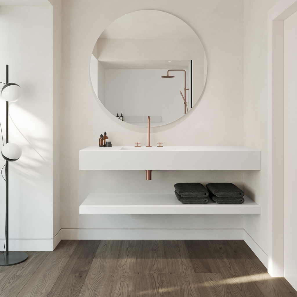 Reflection Silestone Single Wall-Hung Washbasin Blanco Zeus Front View