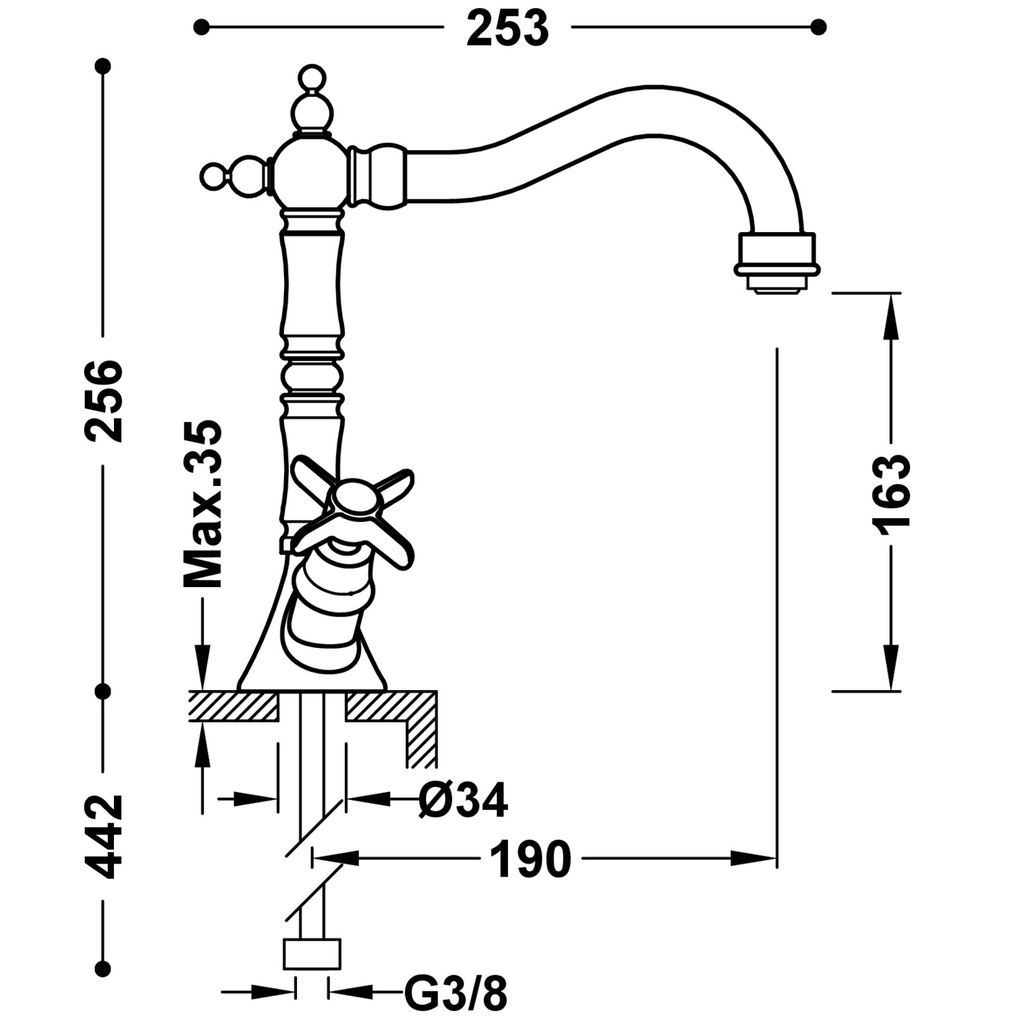 Deck-Mounted Washbasin Tap - 24210902 Tres TD