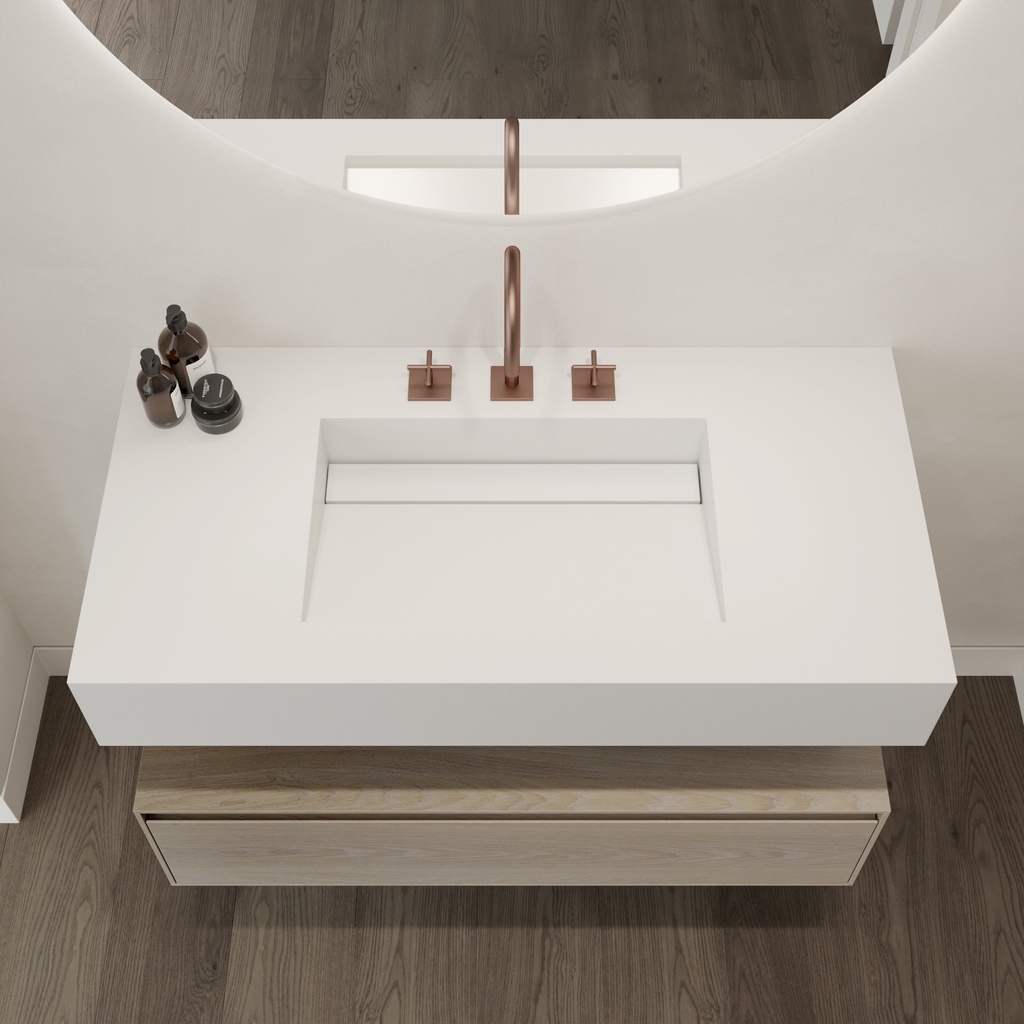 Simplicity Silestone Single Wall-Hung Washbasin Blanco Zeus Top View