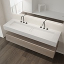 Reflection Silestone Double Wall-Hung Washbasin Blanco Zeus Side View