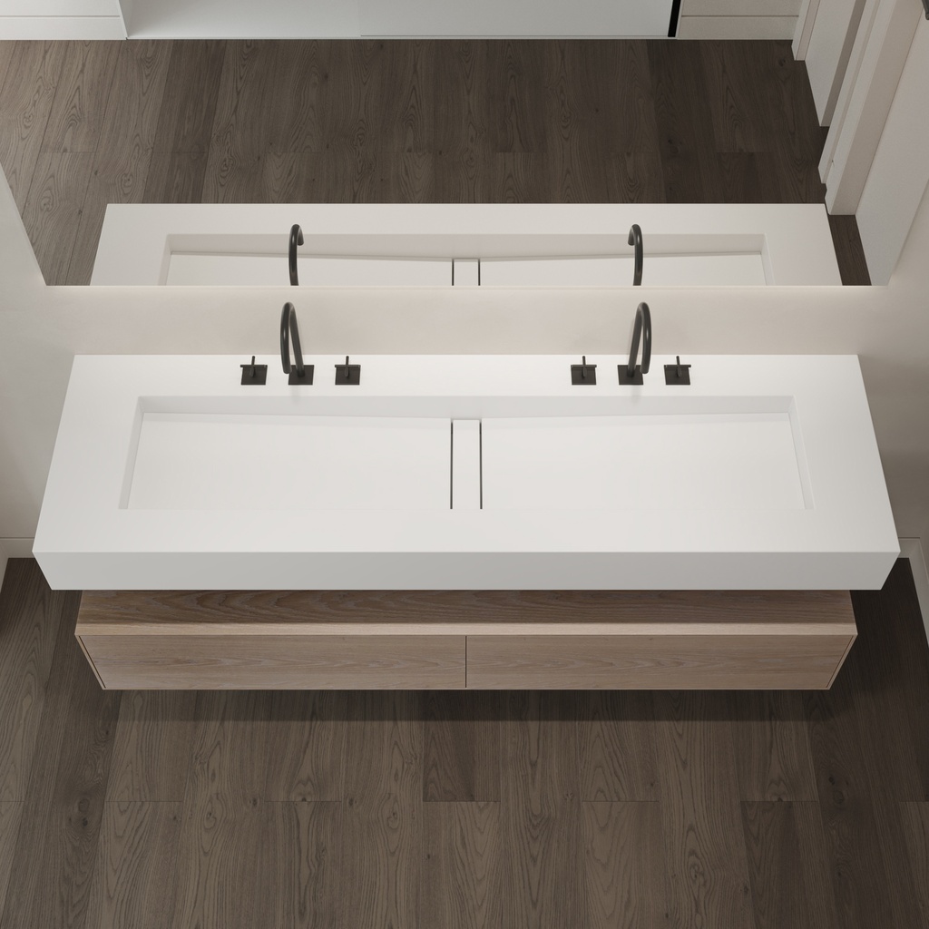 Reflection Silestone Double Wall-Hung Washbasin Blanco Zeus Top View