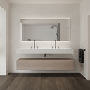 Reflection Silestone Double Wall-Hung Washbasin Blanco Zeus Front View