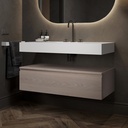 Gaia Wood Bathroom Cabinet 1 Drawer Light Std handle Side View