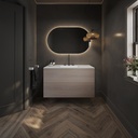 Gaia Wood Vanity Unit with Corian Basin 2 Stacked Drawers Light Push Overview