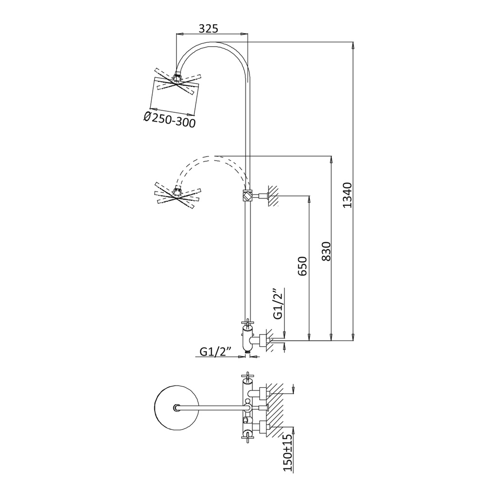 Wall-Mounted Shower Tap ⌀30cm - 1062731 Bruma