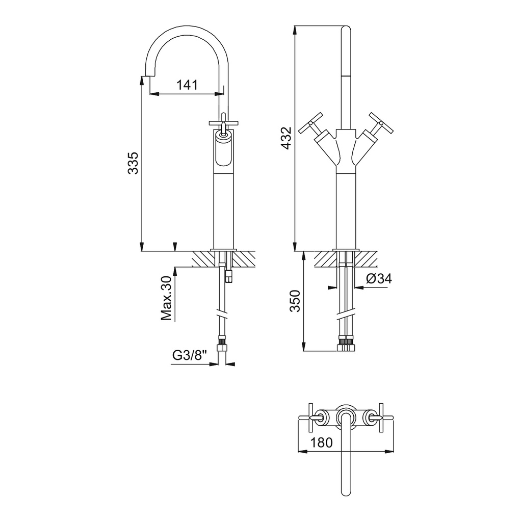 Deck-Mounted Basin Tap - 1062400 Bruma TD