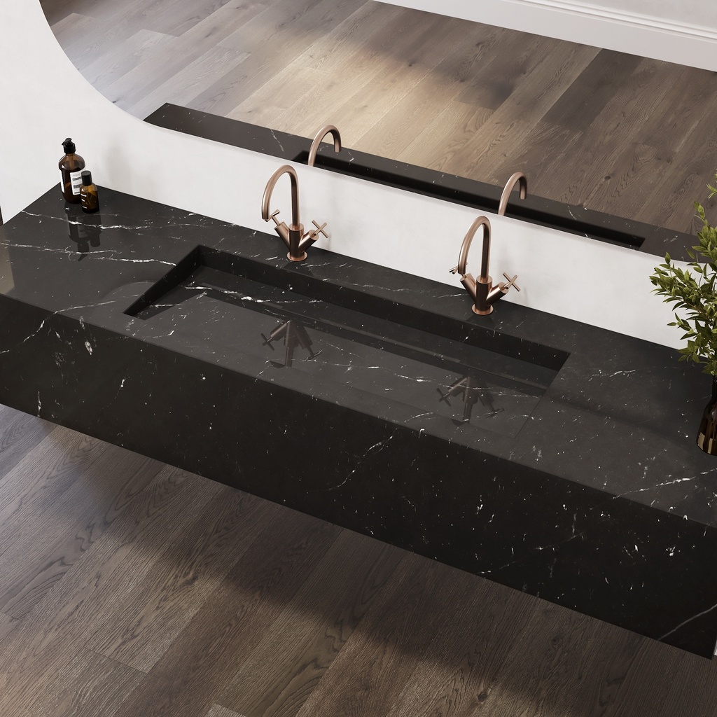 Cassiopeia Plus Deep Marble Wall-Hung Washbasin Marquina Marble Side View