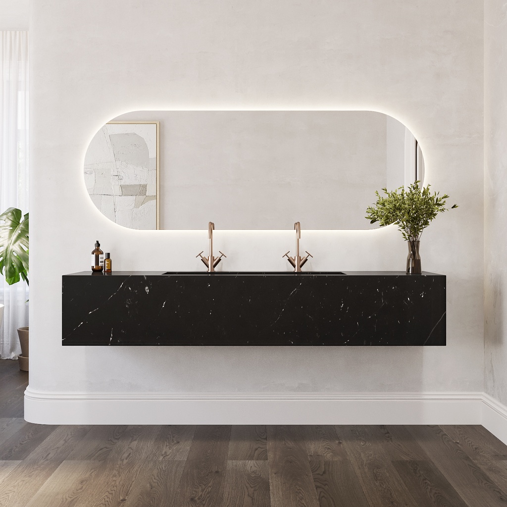 Cassiopeia Plus Deep Marble Wall-Hung Washbasin Marquina Marble Front View