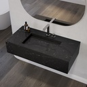 Gliese Deep Marble Single Wall-Hung Washbasin Marquina Marble Side View