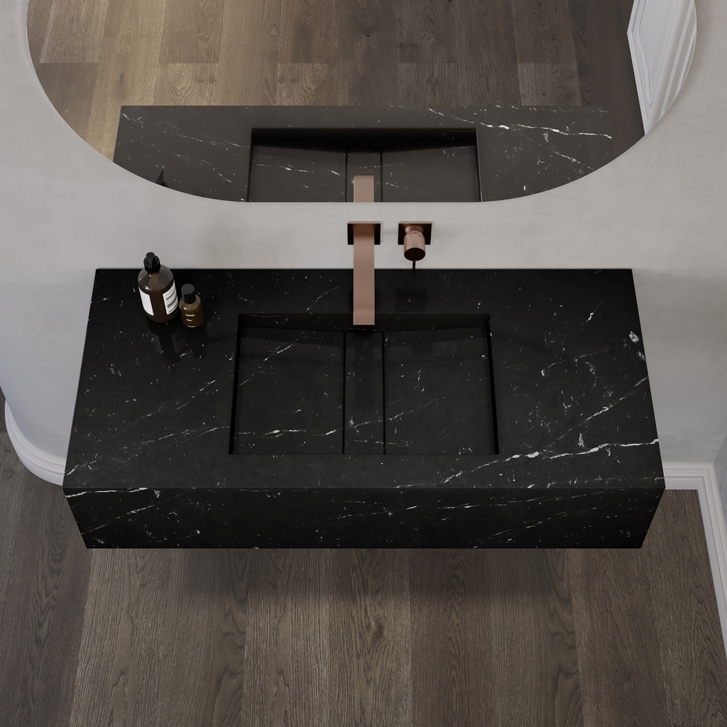 Hatysa Deep Marble Single Wall-Hung Washbasin Marquina Marble Top View