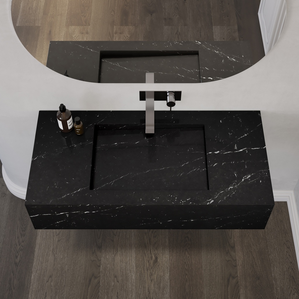 Perseus Deep Marble Single Wall-Hung Washbasin Marquina Marble Top View