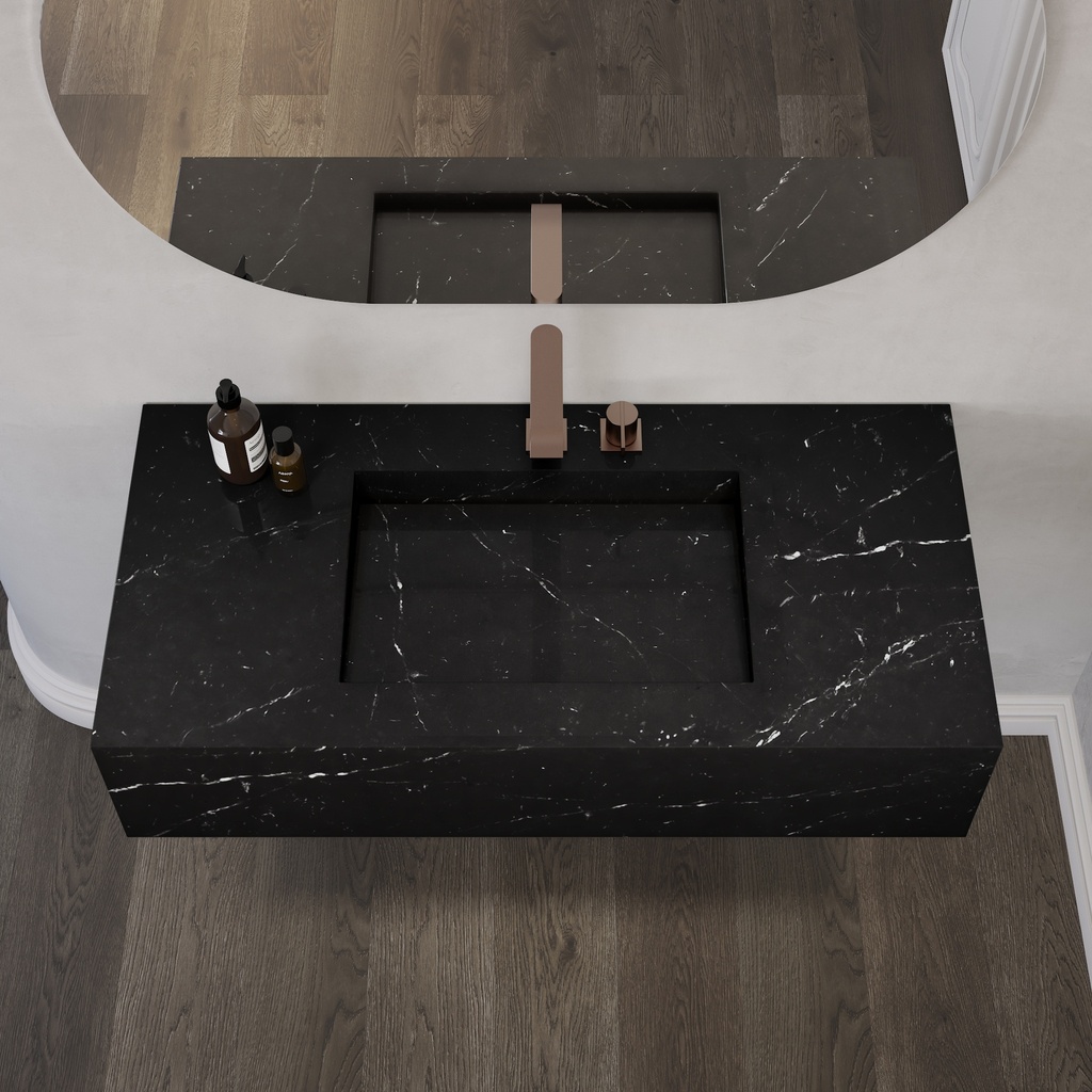 Sagitta Deep Marble Single Wall-Hung Washbasin Marquina Marble Top View