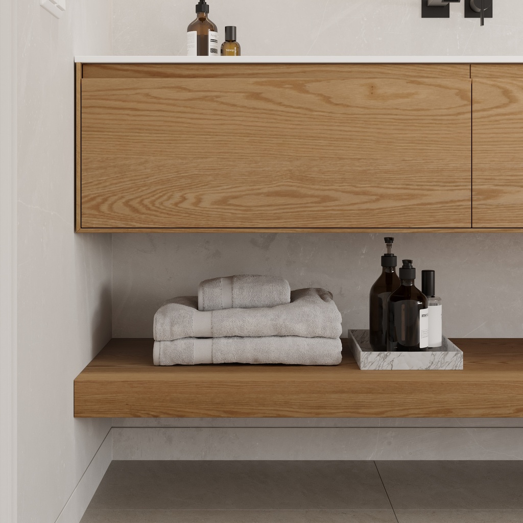 Hemera Wood Floating Bathroom Shelf | Luxe Size Pure Detail