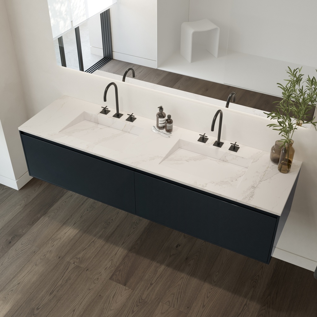 Armony Silestone Double Vanity Top Et Calacatta Gold Side View