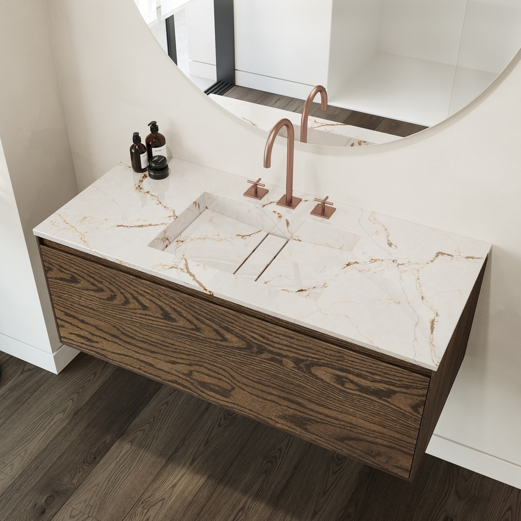 Reflection Silestone Vanity Top Versailles Ivory Side View