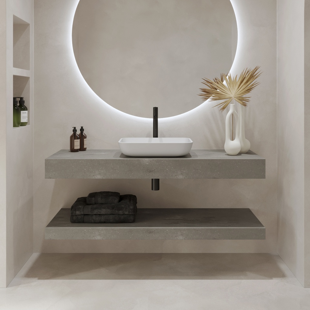 Hylas Corian® Floating Bathroom Shelf Ash Aggregate Front