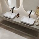 Hylas Corian® Floating Bathroom Shelf Ash Aggregate Side