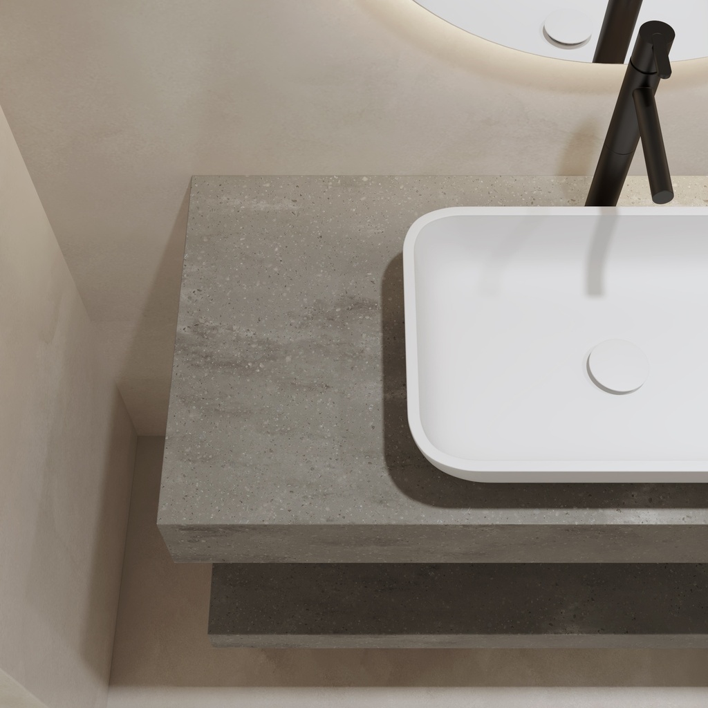 Hylas Corian® Floating Bathroom Shelf Ash Aggregate Detail