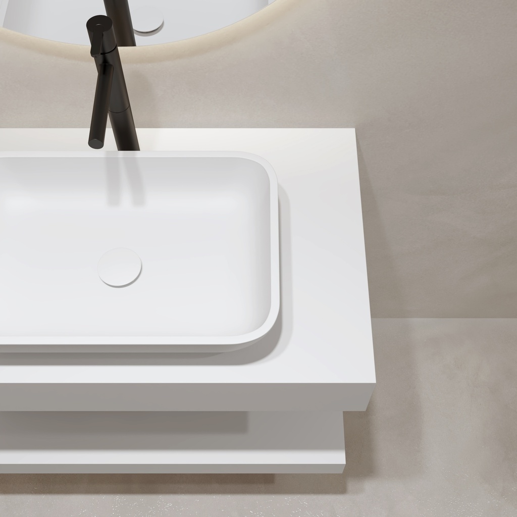 Hylas Corian® Floating Bathroom Shelf Glacier White Side