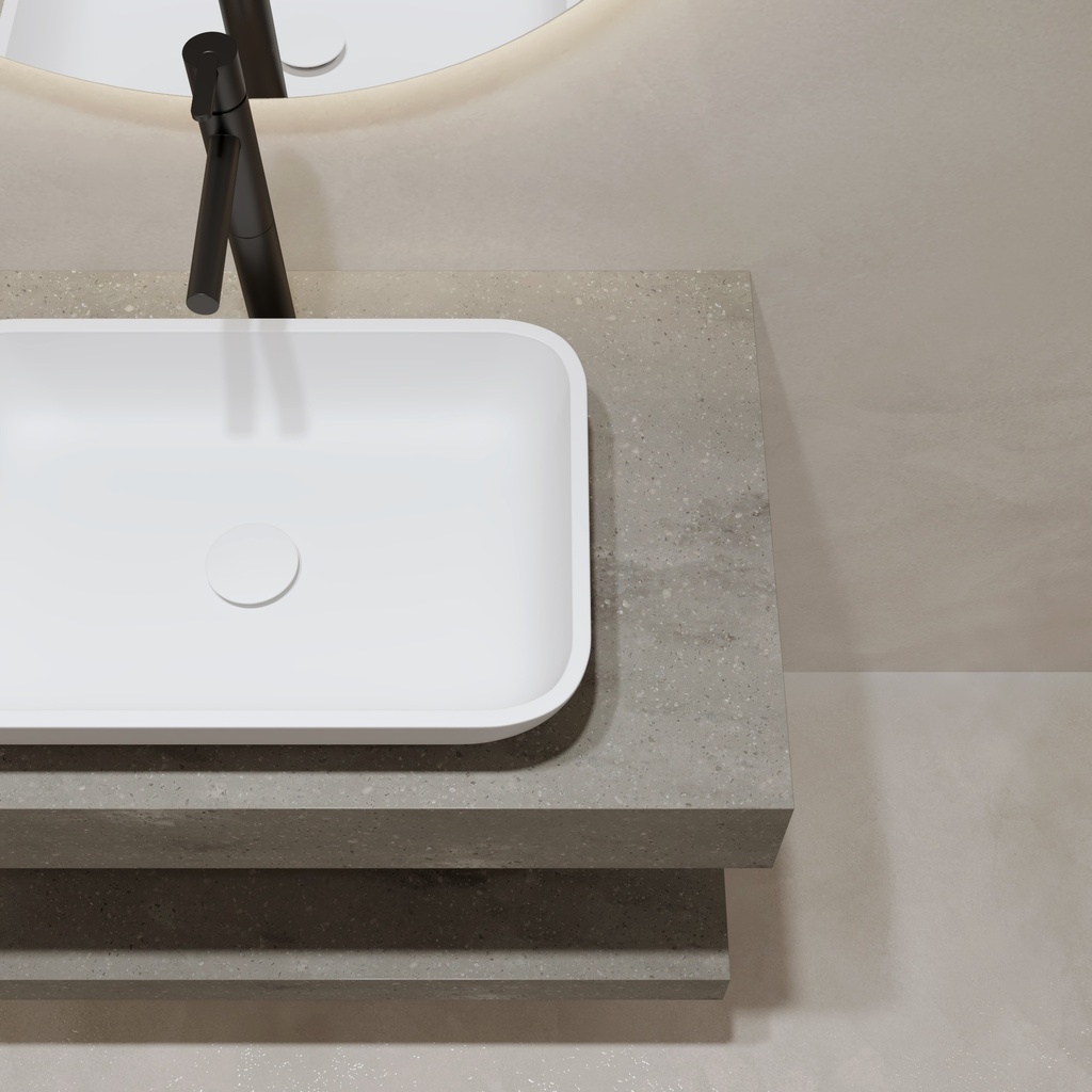 Hylas Corian® Floating Bathroom Shelf Ash Aggregate Detail