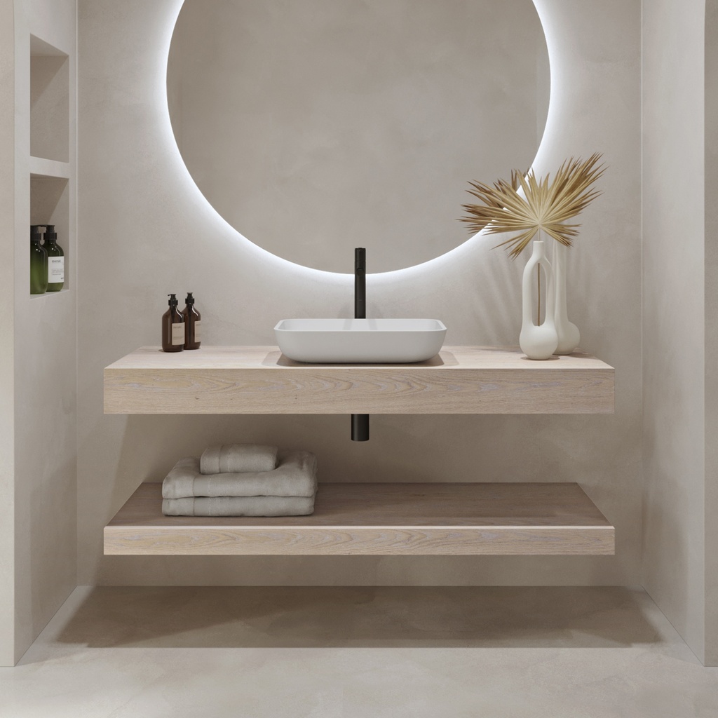 Hylas Wood Floating Bathroom Shelf Light Front