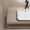 Hylas Wood Floating Bathroom Shelf | Luxe Size Light Detail