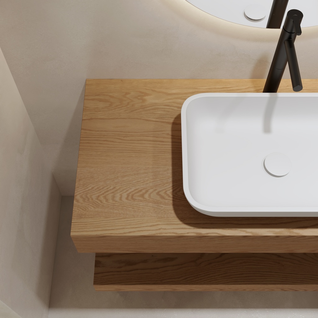 Hylas Wood Floating Bathroom Shelf | Luxe Size Pure Detail