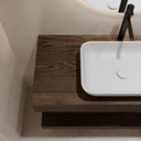 Hylas Wood Floating Bathroom Shelf | Luxe Size Dark Detail