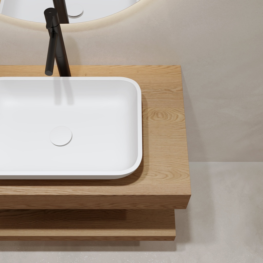 Hylas Wood Floating Bathroom Shelf | Mini Size Pure Detail