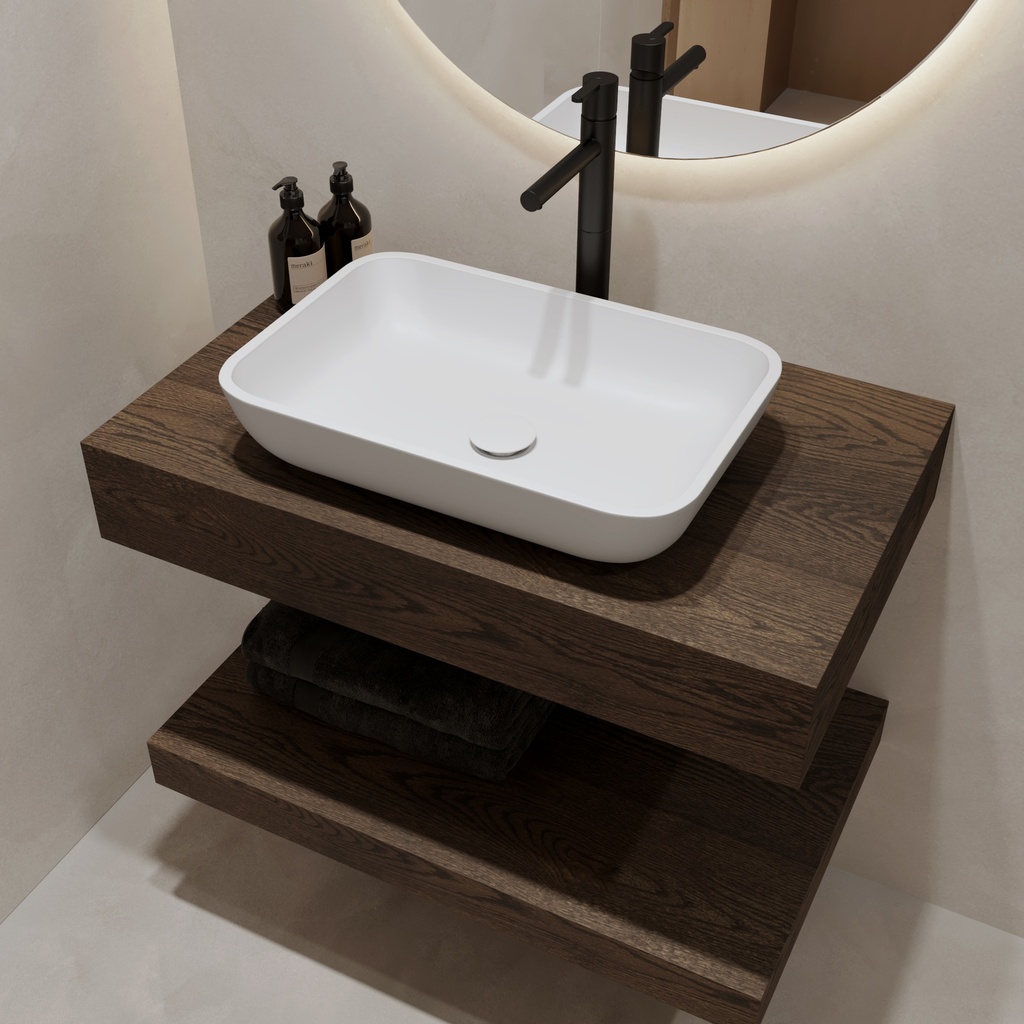 Hylas Wood Floating Bathroom Shelf | Mini Size Dark Side