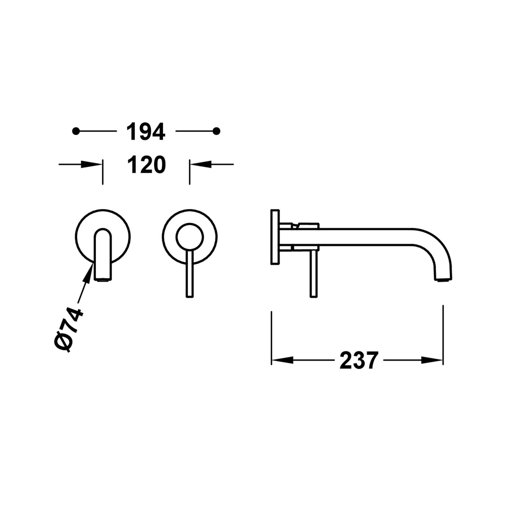 Wall-mounted Single Lever Washbasin Tap 23cm - 26230022 / 20830002 Tres td