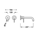 Wall-mounted Single Lever Washbasin Tap 23cm - 26230022 / 20830002 Tres td