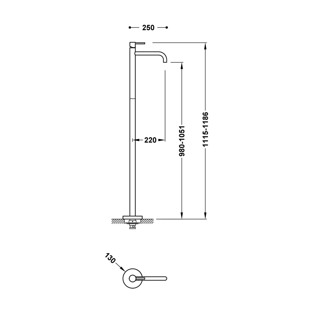 Floor-Mounted Single Lever Basin Tap - 26285305 Tres TD