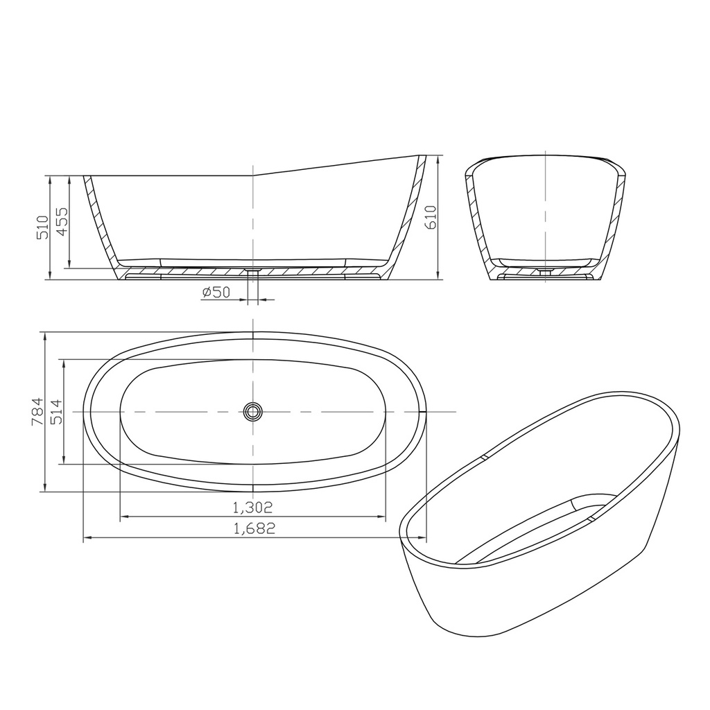 Andorra Smoky Translucent Freestanding Bathtub TD