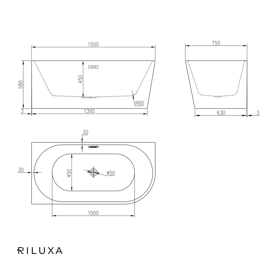 Aludra Left Corner Bathtub 150 TD