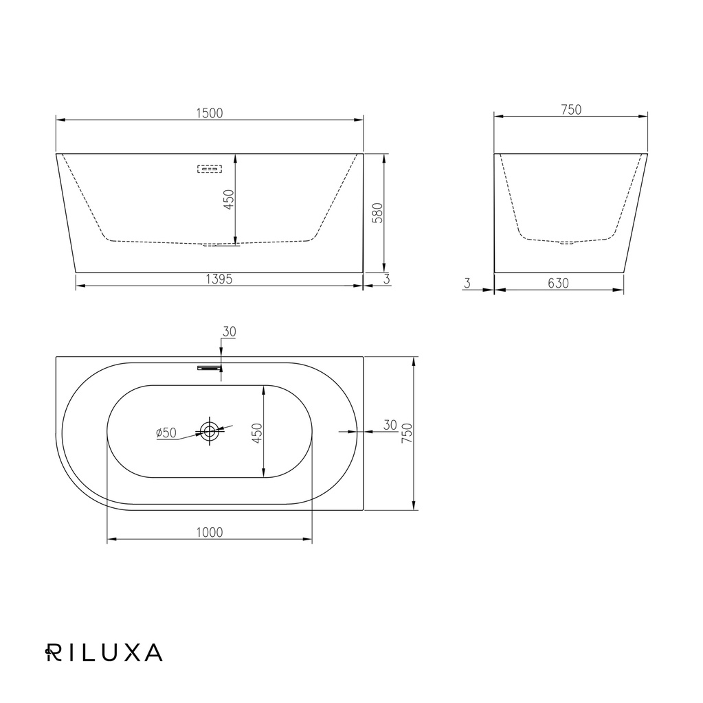 Aludra Right Corner Bathtub 150 TD