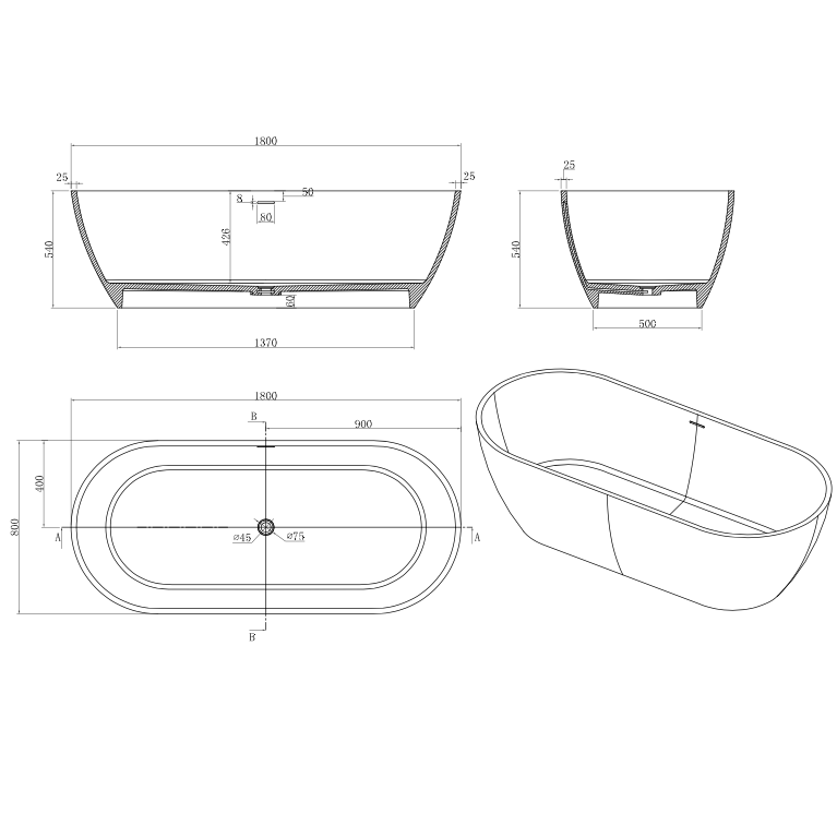 Nantes Freestanding Bathtub TD