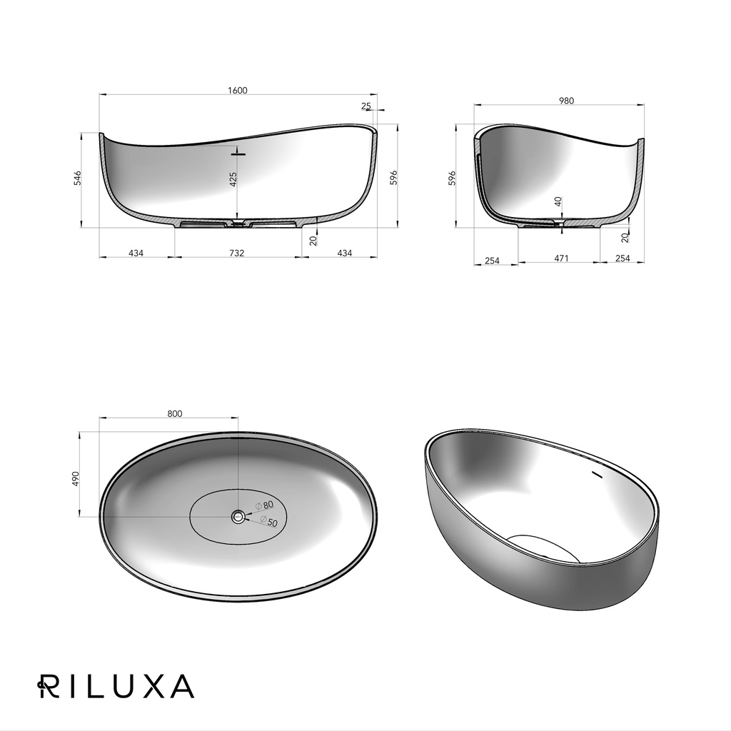 Ocean Freestanding Bathtub 160