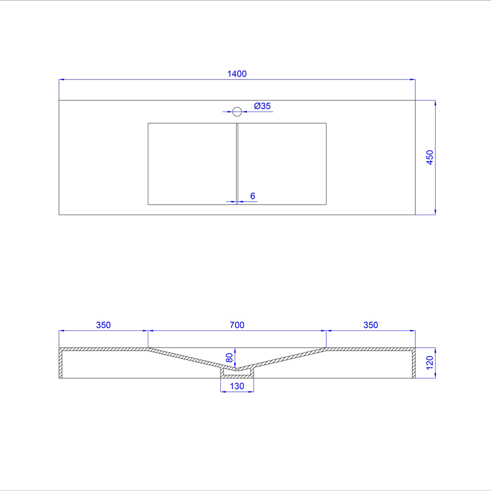 Anemone Wall-Mounted Washbasin 140 TD