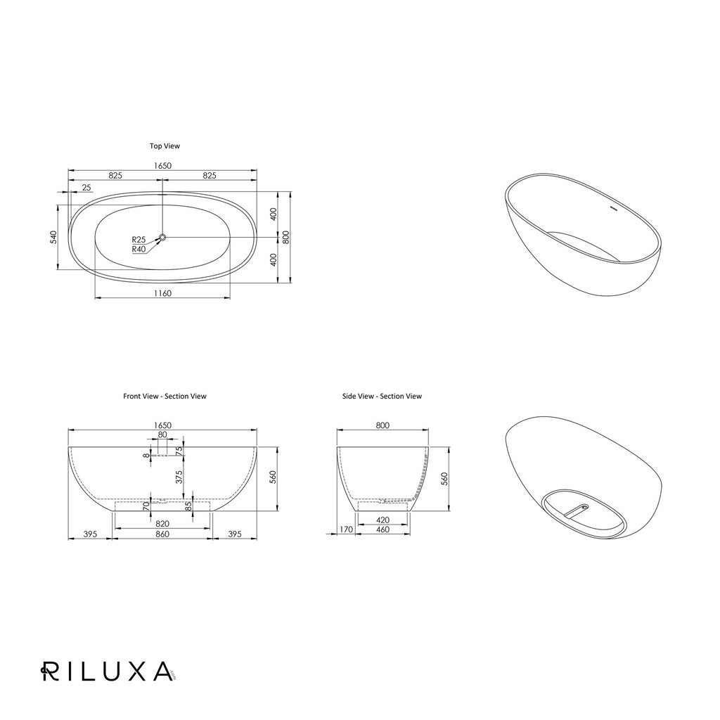 Nimes Freestanding Bathtub 165 TD